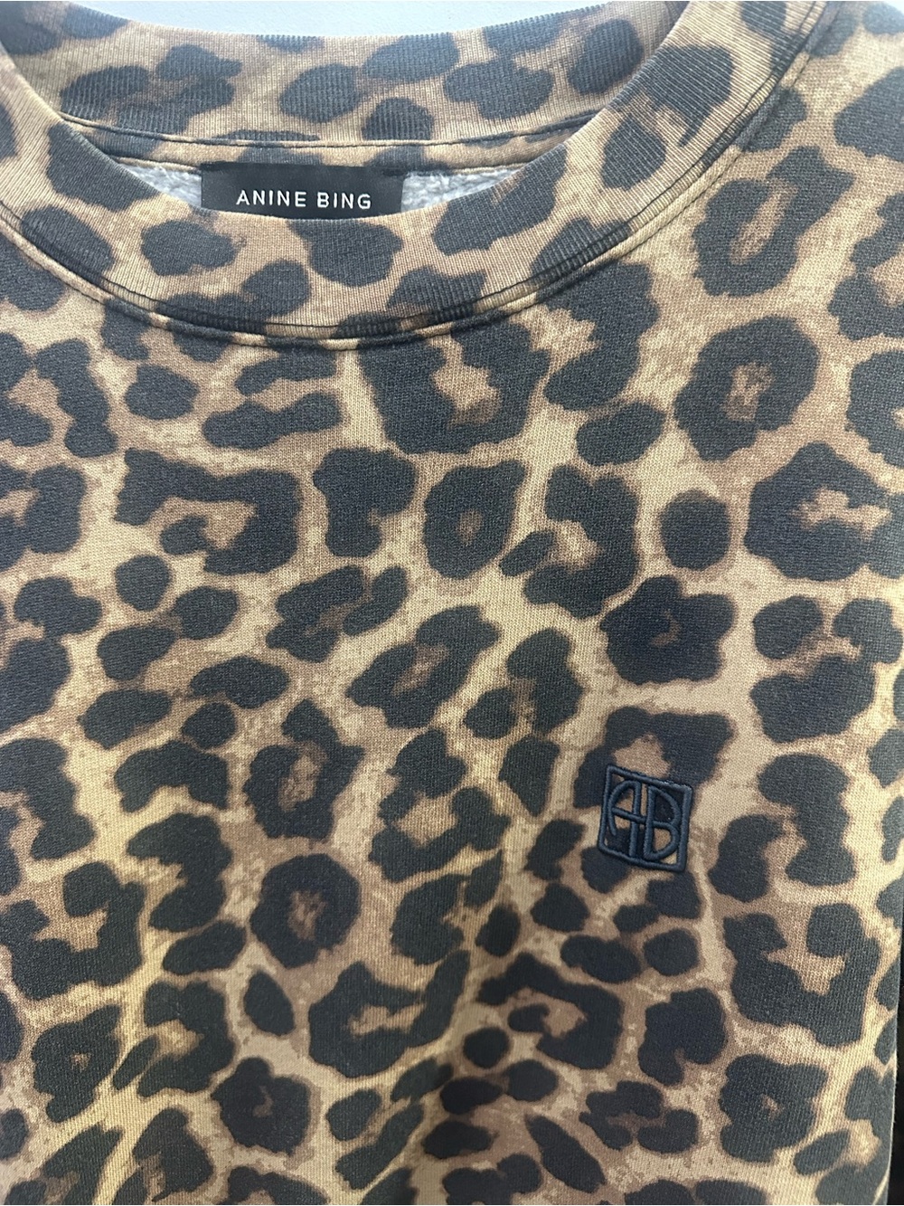 ANINE BING Leopard Print Sweatshirt NWOT Size Medium Oversized Pullover - Picture 3 of 8